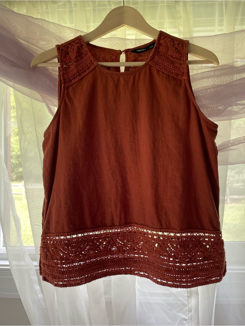 Simply Vera Vera Wang Rust Crochet-Trim Sleeveless Tank